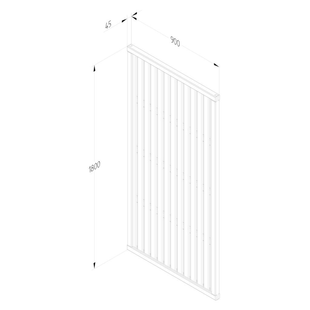 Forest Garden 1.8m x 0.9m Pressure Treated Vertical Slatted Screen – Pack of 5 5013053191972 2